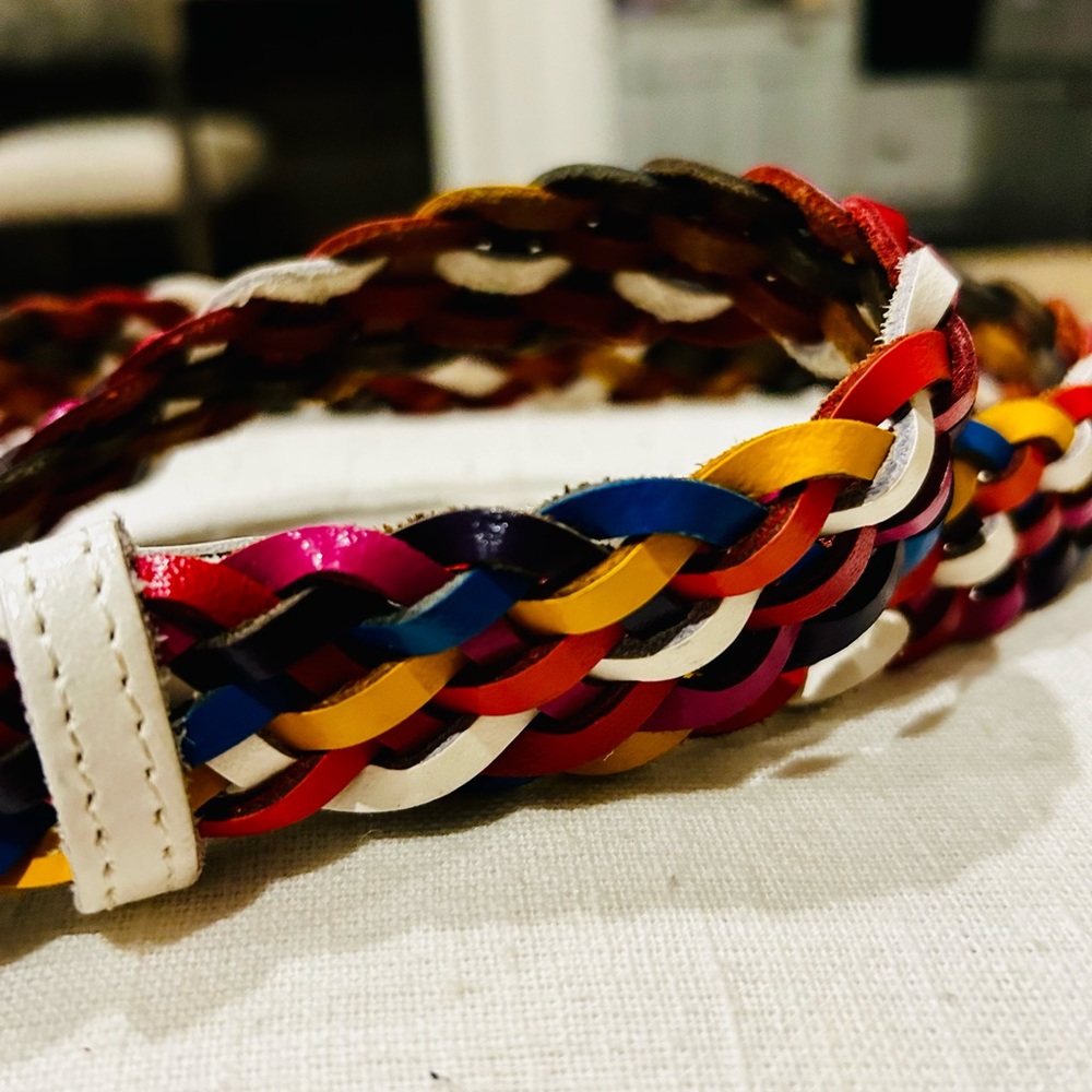 90s Y2K leather rainbow braided belt - Picture 5 of 7